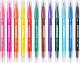 Deli EC151-12 Washable Double-Ended Felt Pen 12 Colors