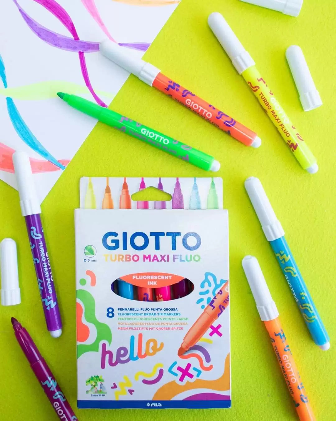 Giotto Turbo Maxi Fluo Markers Set Of 8 –