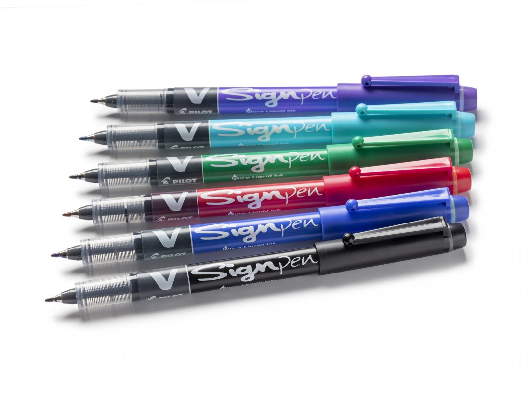 Pilot V-Sign Pen, Fineliner Marker Pen, Medium Tip, Black —