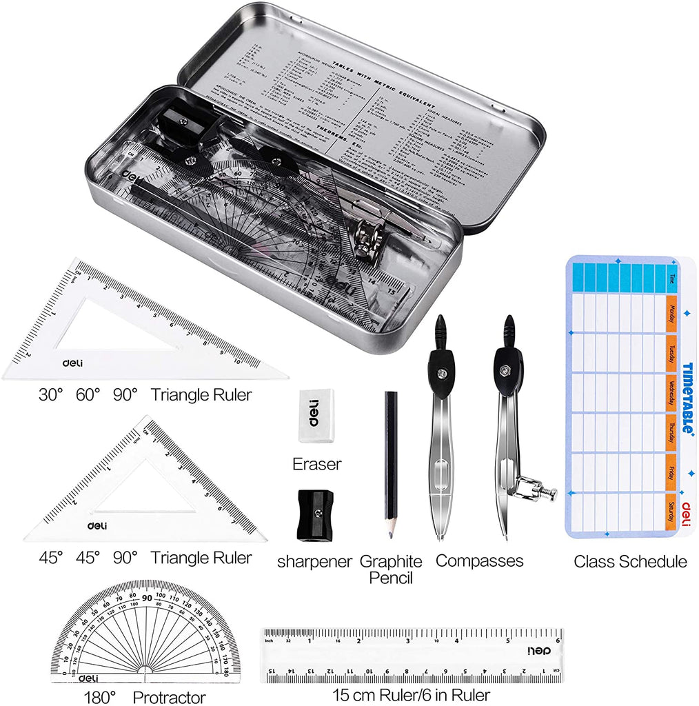 Deli Orbit Compass Metal Geometry Box EG30695 – thestationerycompany.pk